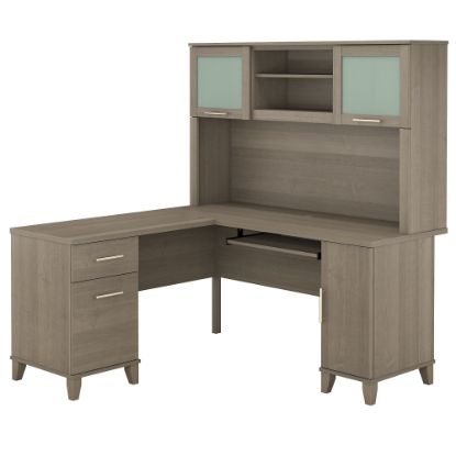 Picture of Bush Furniture Somerset L Shaped Desk With Hutch, 60inW, Ash Gray, Standard Delivery