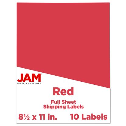 Picture of JAM Paper Full-Page Mailing And Shipping Labels, Rectangle, 8 1/2in x 11in, Red, Pack Of 10