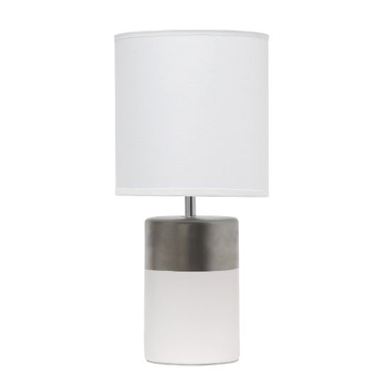 Picture of Simple Designs 2-Toned Basics Table Lamp, 13-1/2inH, White Shade/White/Silver Base