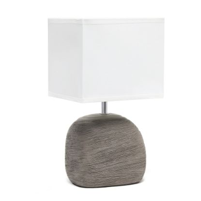 Picture of Simple Designs Bedrock Ceramic Table Lamp, 12-1/2inH, White Shade/Grayish Brown Base