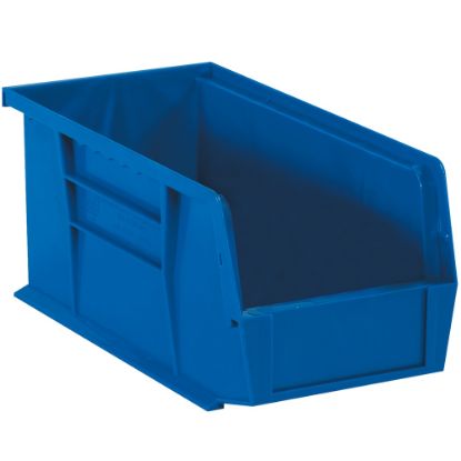 Picture of Partners Brand Plastic Stack & Hang Bin Boxes, Medium Size, 14 3/4in x 8 1/4in x 7in, Blue, Pack Of 12