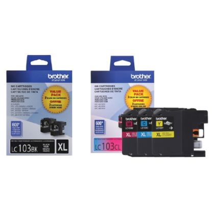 Picture of Brother LC103 Black; Cyan; Magenta; Yellow High-Yield Ink Cartridges, Pack Of 5, LC103KKCMY-OD