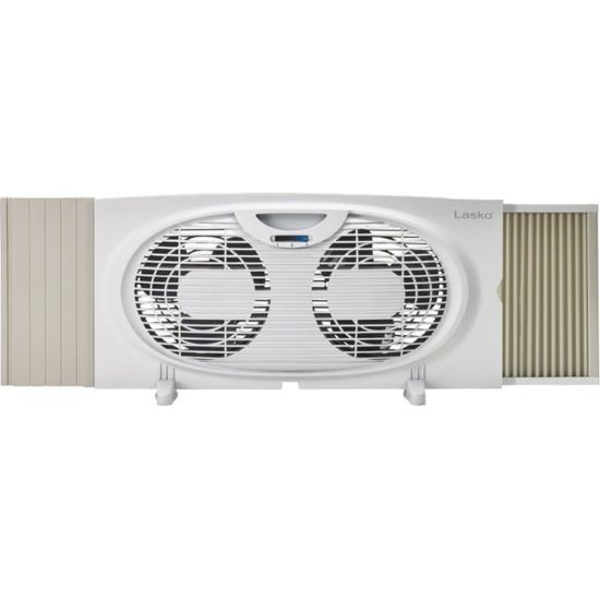 Picture of Lasko Twin Window Fan - 2 Speed - Quiet, Carrying Handle, Manual Control, Energy Efficient, Safety Fuse - 10.2in Height x 5.2in Width - White