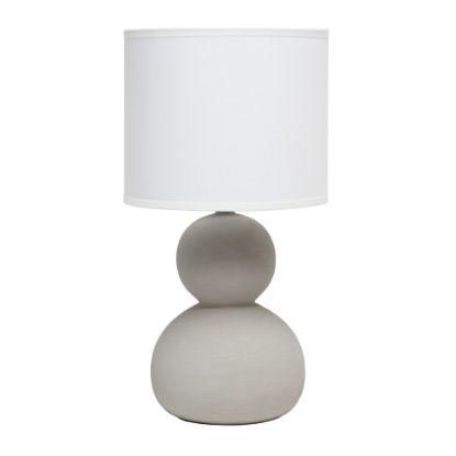 Picture of Simple Designs Ceramic Oblong Table Lamp, 18-1/2inH, Gray Shade/Light Wood And Gray