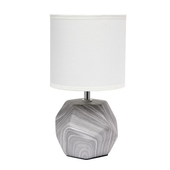 Picture of Simple Designs Round Prism Mini Table Lamp, 10-7/16inH, White Shade/Marbled Base