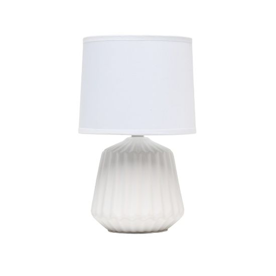 Picture of Simple Designs Petite Pleated Base Table Lamp, 11-7/16inH, Off-White Shade/Off-White Base