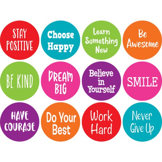 Picture of Teacher Created Resources Spot On Positive Sayings Carpet Markers, 4in, Assorted Colors, Pack Of 12 Markers