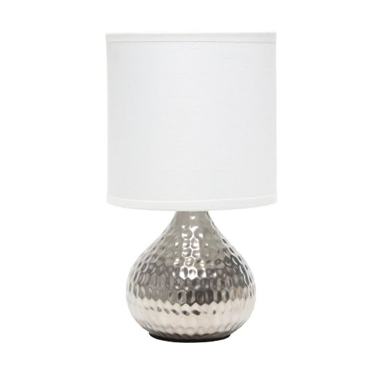 Picture of Simple Designs Hammered Drip Mini Table Lamp, 9-1/4inH, Black Shade/Silver Base