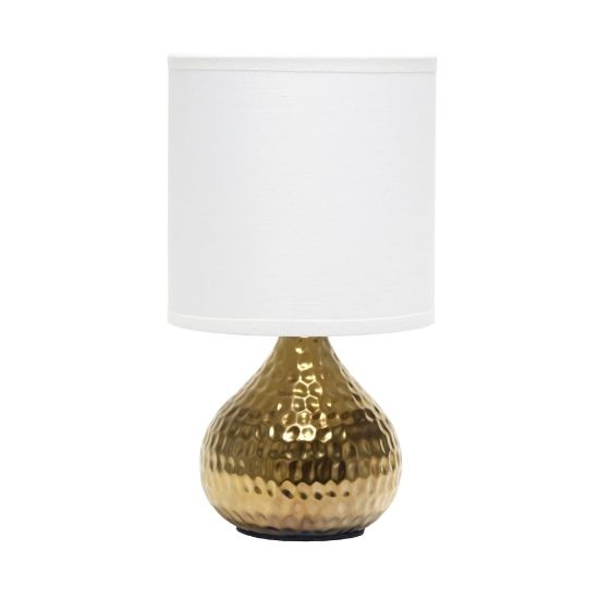 Picture of Simple Designs Hammered Drip Mini Table Lamp, 9-1/4inH, White Shade/Gold Base