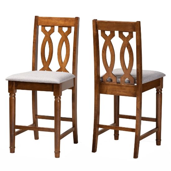 Picture of Baxton Studio Darcie Counter Stools, Gray/Walnut Brown, Set Of 2 Stools