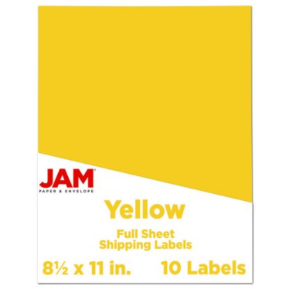 Picture of JAM Paper Full-Page Mailing And Shipping Labels, Rectangle, 8 1/2in x 11in, Yellow, Pack Of 10