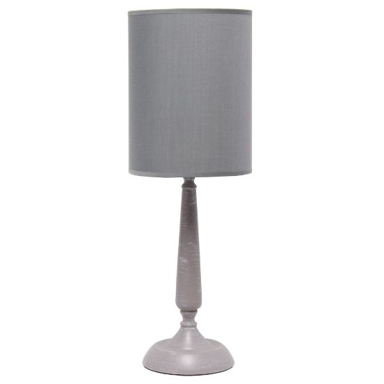 Picture of Simple Designs Traditional Candlestick Table Lamp, 22-3/4inH, Gray Shade/Gray Wash Base