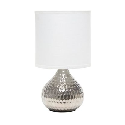 Picture of Simple Designs Hammered Drip Mini Table Lamp, 9-1/4inH, White Shade/Silver Base