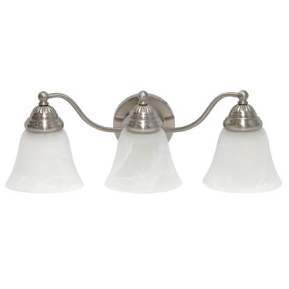 Picture of Lalia Home Essentix 3-Light Wall Mounted Curved Vanity Light Fixture, 7-1/2inW, Alabaster White/Brushed Nickel