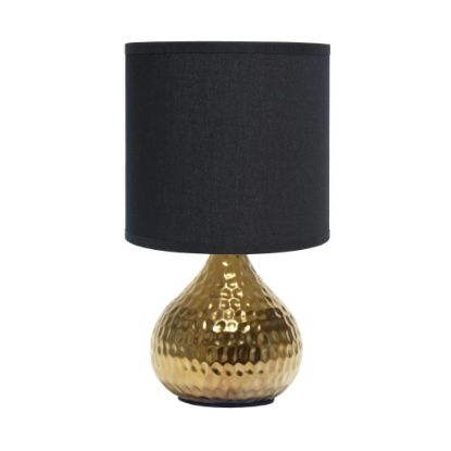 Picture of Simple Designs Hammered Drip Mini Table Lamp, 9-1/4inH, Black Shade/Gold Base