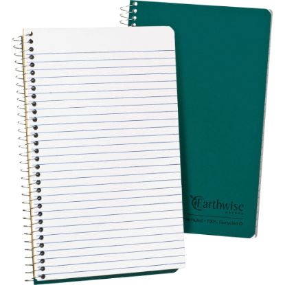 Picture of Ampad Oxford Wirebound Notebook, 5in x 8in, 80 Sheets, 100% Recycled, Green