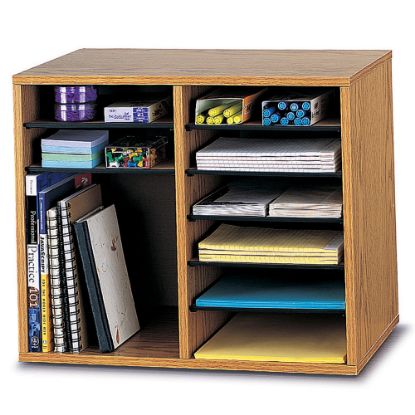 Picture of Safco Wood Adjustable Organizer, 16 1/8inH x 19 5/8inW x 11 7/8inD, Medium Oak