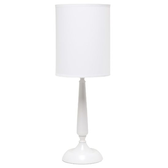 Picture of Simple Designs Traditional Candlestick Table Lamp, 22-3/4inH, White Shade/White Base