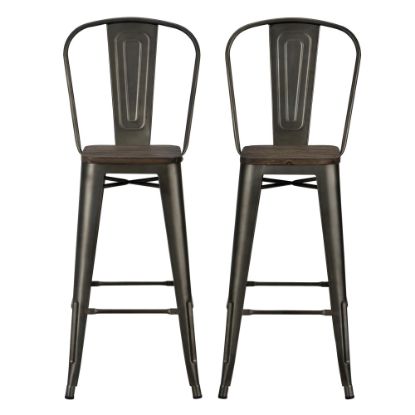 Picture of DHP Luxor Metal Bar Stools, Brown, Set Of 2