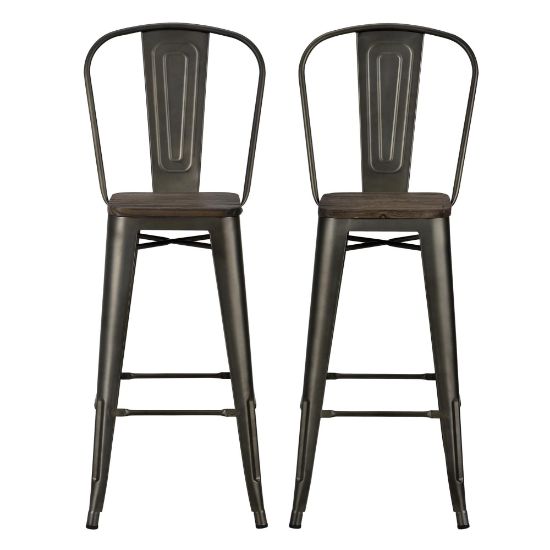 Picture of DHP Luxor Metal Bar Stools, Brown, Set Of 2