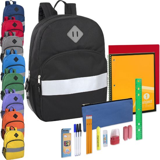 Picture of Trailmaker Safety Backpack School Supplies Kits, Assorted Colors, Pack Of 24 Kits