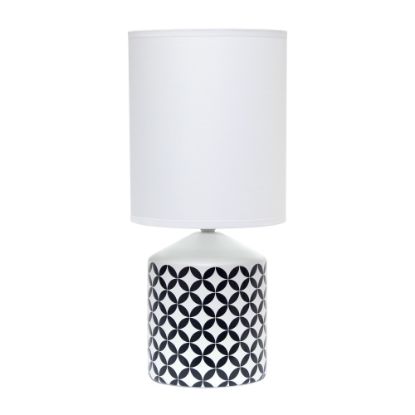 Picture of Simple Designs Fresh Prints Table Lamp, 18-1/2inH, White Shade/White With Black Coin Pattern Base