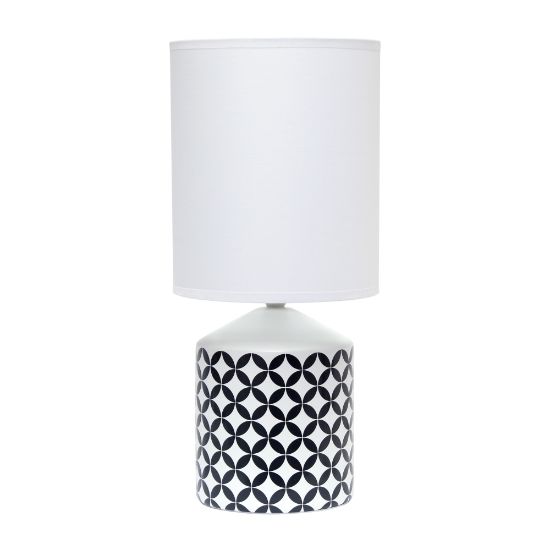 Picture of Simple Designs Fresh Prints Table Lamp, 18-1/2inH, White Shade/White With Black Coin Pattern Base