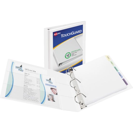 Picture of Avery Touchguard View 3-Ring Binder With EZ-Turn Rings And Antimicrobial Protection, 1in D-Rings, 40% Recycled, White