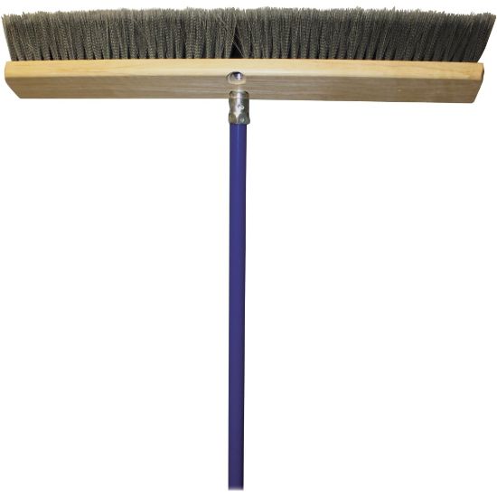 Picture of Genuine Joe All-Purpose Sweeper - Polypropylene Bristle - 24in Handle Width - 60in Handle Length - Metal Handle - 1 Each - Gray