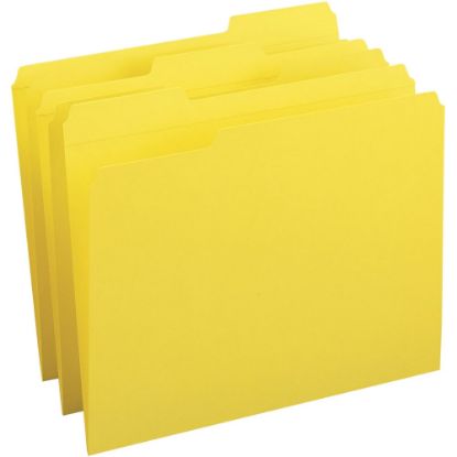 Picture of Business Source Reinforced Tab Colored File Folders - Yellow - 10% Recycled - 100 / Box