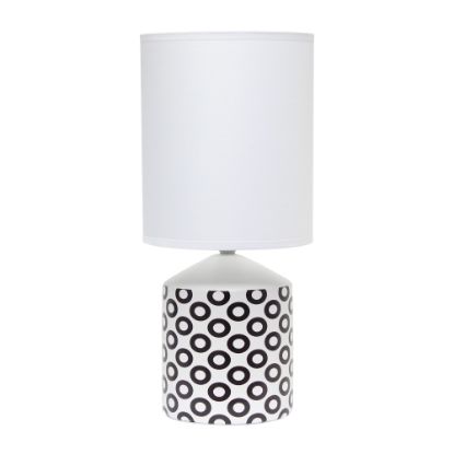 Picture of Simple Designs Fresh Prints Table Lamp, 18-1/2inH, White Shade/White With Black Oval Pattern Base