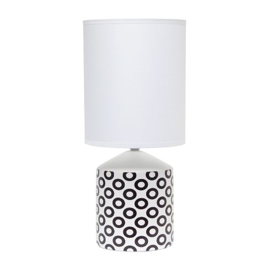 Picture of Simple Designs Fresh Prints Table Lamp, 18-1/2inH, White Shade/White With Black Oval Pattern Base