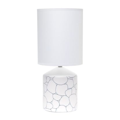 Picture of Simple Designs Fresh Prints Table Lamp, 18-1/2inH, White Shade/White With Blue Stone Pattern Base