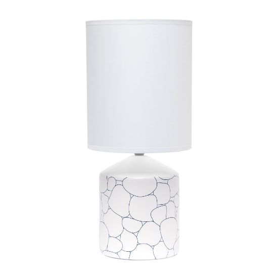 Picture of Simple Designs Fresh Prints Table Lamp, 18-1/2inH, White Shade/White With Blue Stone Pattern Base