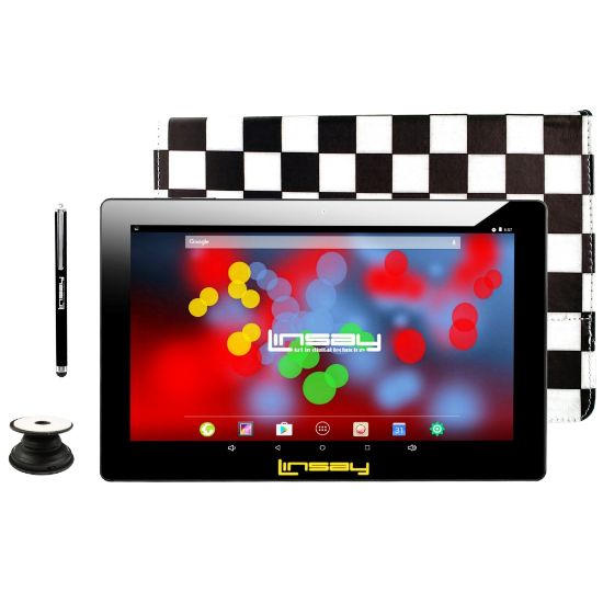 Picture of Linsay F10IPS Tablet, 10.1in Screen, 2GB Memory, 64GB Storage, Android 13, Black Squares