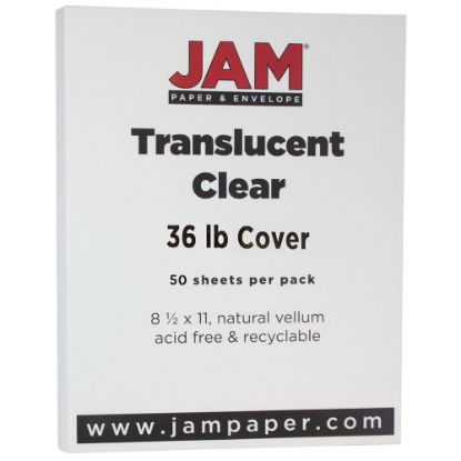 Picture of JAM Paper Card Stock, Translucent Clear, Letter (8.5in x 11in), 36 Lb, Pack Of 50