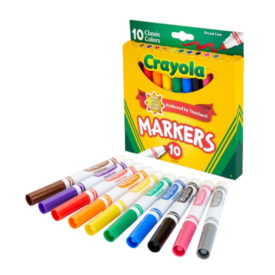 Picture of Crayola Broad Line Markers, Assorted Classic Colors, Box Of 10