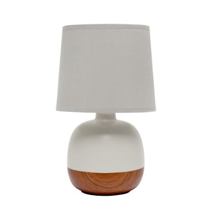 Picture of Simple Designs Petite Mid-Century Table Lamp, 12inH, Gray Shade/Dark Wood/Light Gray Base