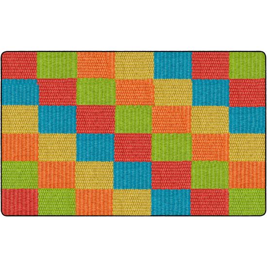 Picture of Flagship Carpets Basketweave Blocks Classroom Rug, 7 1/2ft x 12ft, Multicolor