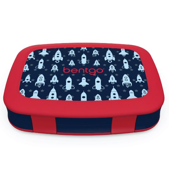 Picture of Bentgo Kids Prints 5-Compartment Lunch Box, 2inH x 6-1/2inW x 8-1/2inD, Rocket