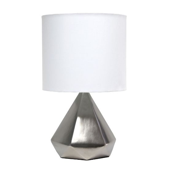 Picture of Simple Designs Solid Pyramid Table Lamp, 19-7/8inH, White Shade/Silver Base