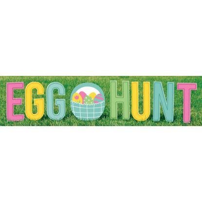 Picture of Amscan Easter Egg Hunt 9-Piece Yard Sign, 14inH x 10inW x 1inD, Multicolor