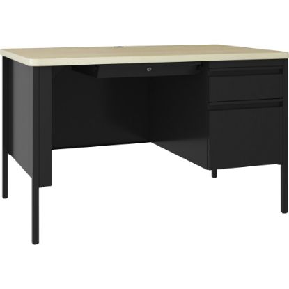 Picture of Lorell Fortress 48inW Right-Pedestal Computer Desk, Black Maple