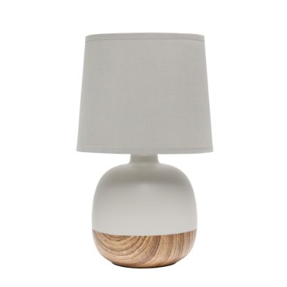 Picture of Simple Designs Petite Mid-Century Table Lamp, 12inH, Gray Shade/Light Wood/Light Gray Base