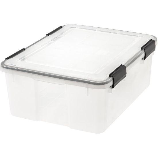 Picture of IRIS Weathertight Storage Container, 30 Quarts, 7 3/4in x 15 3/4in x 19 3/4in, Clear