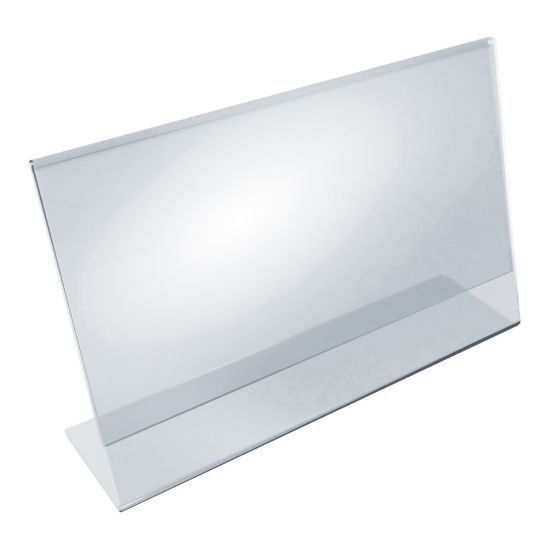 Picture of Azar Displays Acrylic Horizontal L-Shaped Sign Holders, 8-1/2inH x 14inW x 3inD, Clear, Pack Of 10 Holders