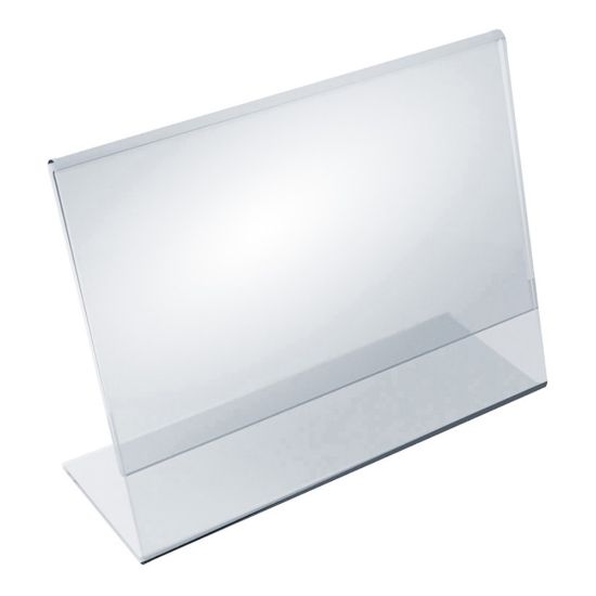 Picture of Azar Displays Acrylic Horizontal L-Shaped Sign Holders, 5inH x 7inW x 3inD, Clear, Pack Of 10 Holders