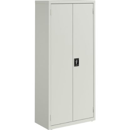 Picture of Lorell Fortress Series Slimline Storage Cabinet - 30in x 15in x 66in - 4 x Shelf(ves) - 720 lb Load Capacity - Durable, Welded, Nonporous Surface, Recessed Handle, Removable Lock, Locking System - Light Gray - Baked Enamel - Steel - Recycled