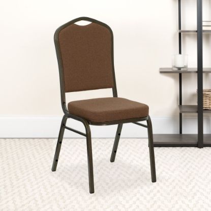 Picture of Flash Furniture HERCULES Series Crown Back Stacking Banquet Chair, Coffee/Goldvein