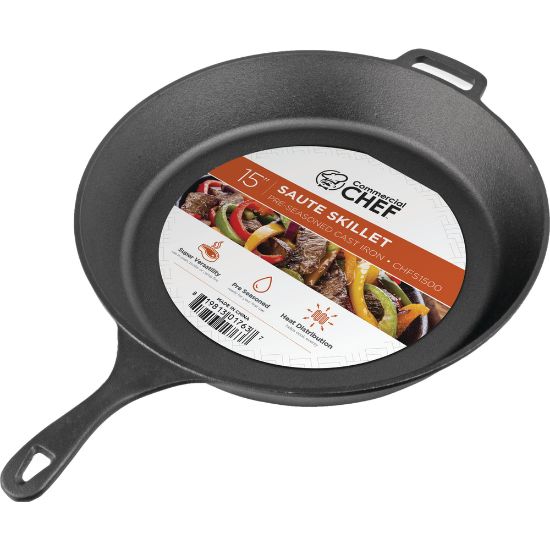 Picture of Commercial Chef 15in Cast Iron Skillet, Black